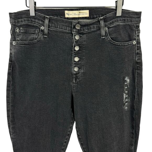 GAP NWOT LONG True Skinny High Rise Black Washed Button Fly Jeans - Picture 2 of 7